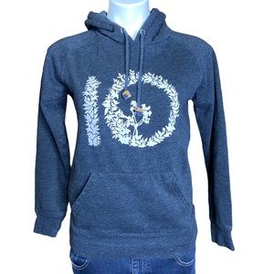 TENTREE Floral Hoodie Plant Graphic Long Sleeve Hooded Sweatshirt Gray Small